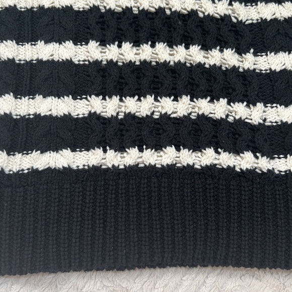 La Ligne x Target Black Quarter Zip Striped Cable Knit Sweater, Size XXS, EUC - Picture 11 of 16
